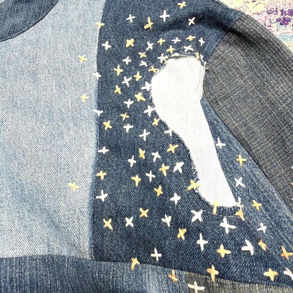 Custom Upcycled bomber jacket with sashiko handstitching - Picture 5 of 8